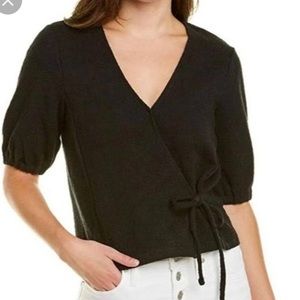 Madewell Thread & Texture Puff Sleeve Wrap Top
